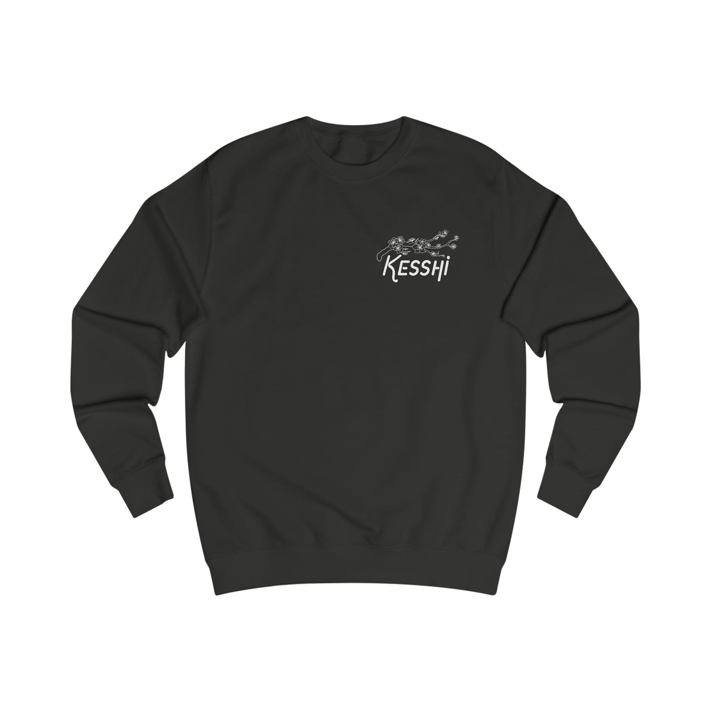 Black sweatshirt with 'Kesshi' logo on a white background